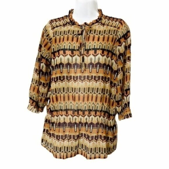 APT. 9 Peasant Blouson Three Quarter Sleeve Top - Small - Picture 2 of 9